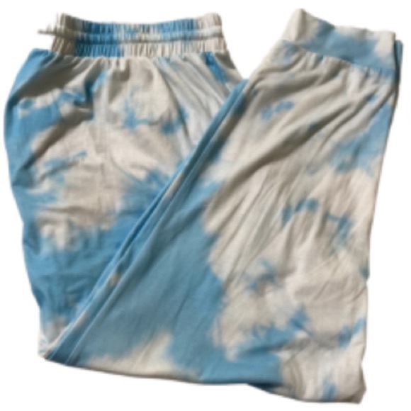 EUC Blue & White Tie Dye Cloud Pattern Lounge-Pant Joggers Size XXXL - Picture 6 of 11